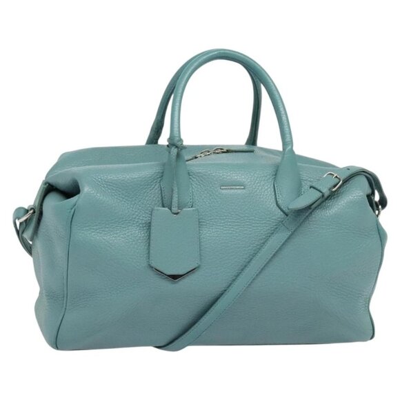 BALENCIAGA Hand Bag Leather 2way Blue Silver Auth - Picture 1 of 16